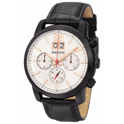 Relogio Magnum masculino pulseira de couro preto MA31560J - MSTIME