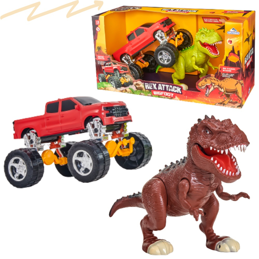 Dinossauro Rex Attack Com Carro Suspensao Alta Bigfoot em Promoção