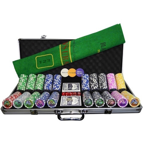 Maleta de poker 500 fichas baralho dados kit completo jogador