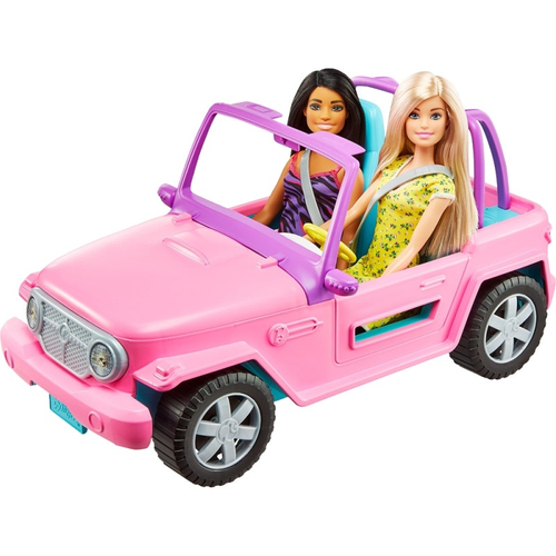 Carro jipe rosa boneca barbie e boneco ken original mattel