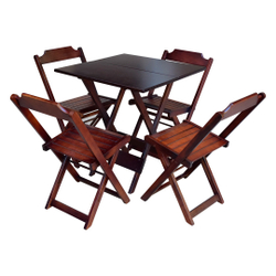 Jogo de mesa dobrável 70X70 com 4 cadeiras de madeira ideal para bar E restaurante mel escuro Menor preço em Jogo de mesa dobrável 70X70 com 4 cadeiras de madeira ideal para bar E restaurante mel escuro