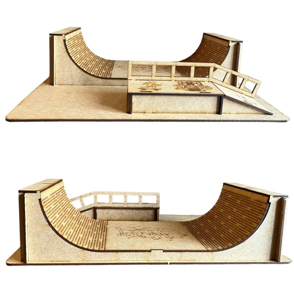 Rampa de Skate de Dedo Pista Tech Deck com Corrimão Brinquedo MDF