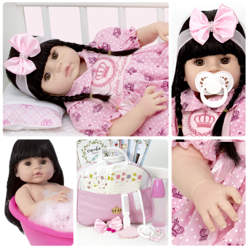 Boneca Bebê Reborn Abigail Corpo De Silicone Realista 48cm