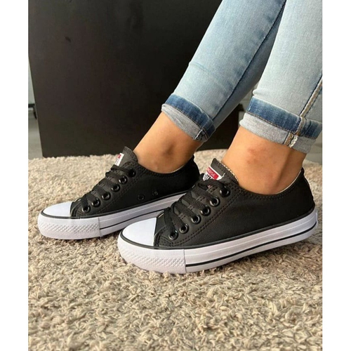 TENIS CHUCK TAYLOR ALL STAR - Tênis Chuck Taylor All Star Preto Courino  Converse - CONVERSE