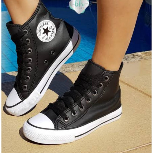 tenis sll star preto com sola preta de couro todo preto cano baixo