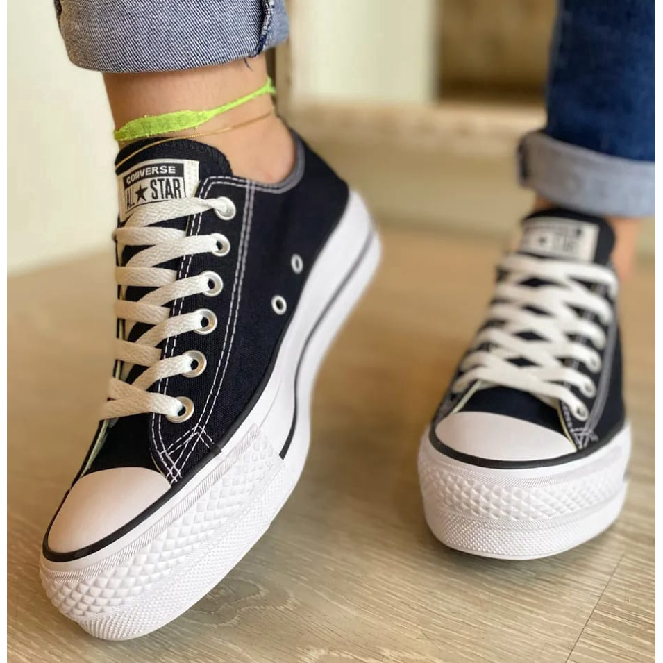 Tênis All Estrela Star Preto Chuck Taylor Classico Casual Lift Cano Baixo  em Promoção na Americanas