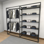 Closet araras, guarda roupas aberto industrial com 19 peças preto fdprp48