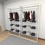 Closet araras, guarda roupas aberto industrial com 10 peças branco fdbrb26