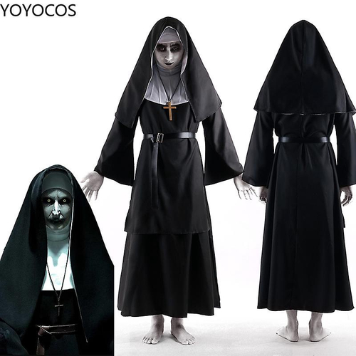 Fantasia Halloween Noviça do Mal Freira Adulta Vestido + Véu