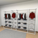 Closet araras, guarda roupas aberto industrial com 34 peças branco fdbrb549
