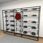 Closet araras, guarda roupas aberto industrial com 44 peças branco e preto fdbrp449