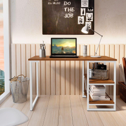 Mesa Escrivaninha Para Notebook Office Star 120cm Com 2 Prateleiras Klm Imbuia/ Branco é boa?