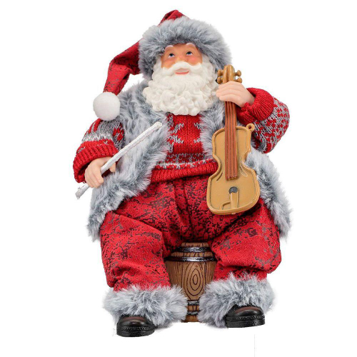 Figura Natalina Mini Papai Noel com Árvore de Resina 18cm BravaDecor