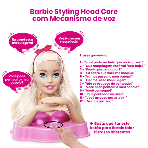 Boneca Barbie para Maquiar e Pentear Que Fala 12 Frases + Acessórios em  Promoção na Americanas