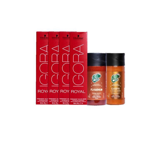 Kit Igora 12.0 Super Clareador Natural, 9.7 Louro Extra Claro Cobre, 02 un  ox 30vol e Tonalizante Flamingo 150ml