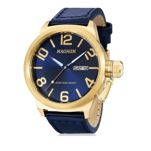 Relógio Magnum Analógico Masculino Dourado Pulseira de Couro Marrom  MA32952P em Promoção na Americanas