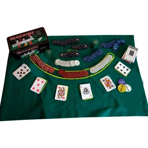 Jogo De Poker Texas Hold'em Poker Set Fichas Bralho E Toalha em