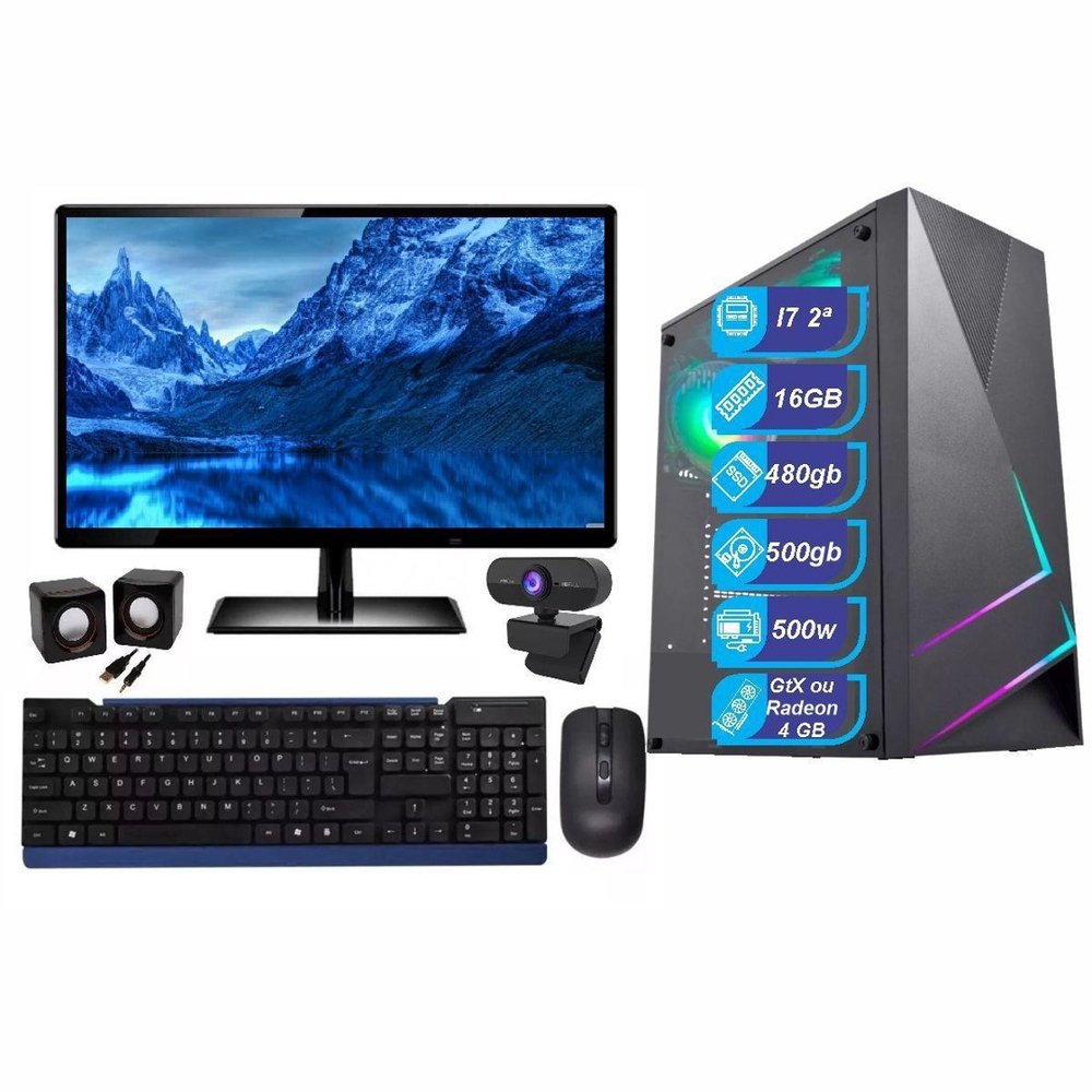 Pc Gamer Completo Intel I7 4 16Gb Gtx 1050Ti 4Gb Ssd 480Gb