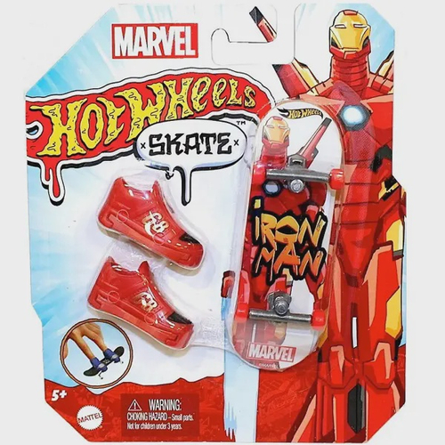 Skate de Dedo Hot Wheels  Homem de Ferro - Skate e Tênis