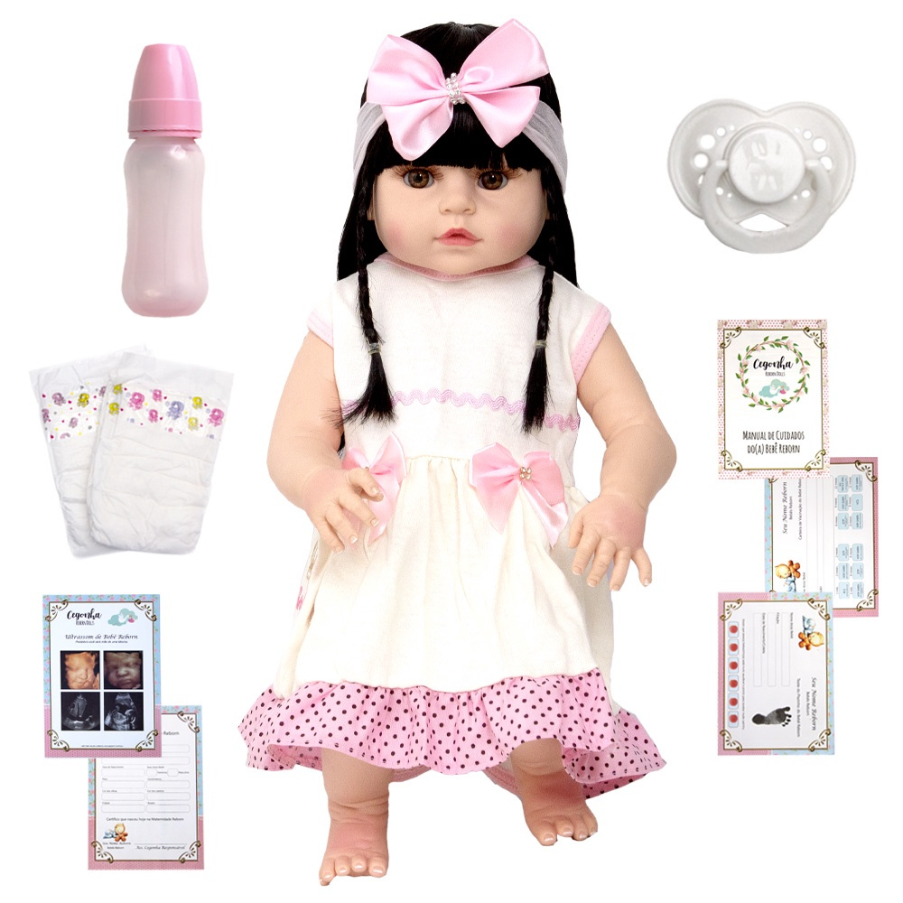 Bebê Reborn Menina Realista Princesa 100% Silicone 13 Itens - USA