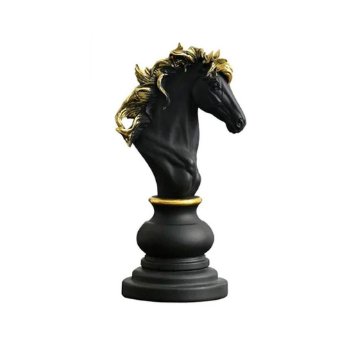 Cavalo Xadrez de Porcelana - Decoração Adorno - Prata