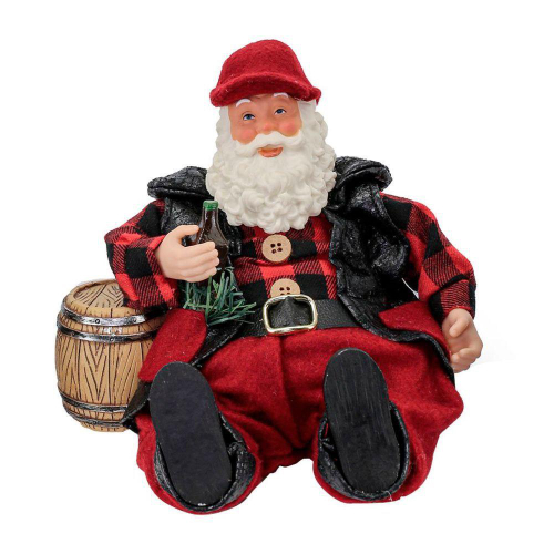 Figura Natalina Mini Papai Noel com Árvore de Resina 18cm BravaDecor