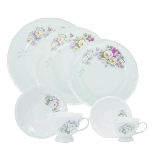 Aparelho de Chá e Café Porcelana Schmidt 53 peças - Dec. Vitoria 0397 -  SCHMIDT