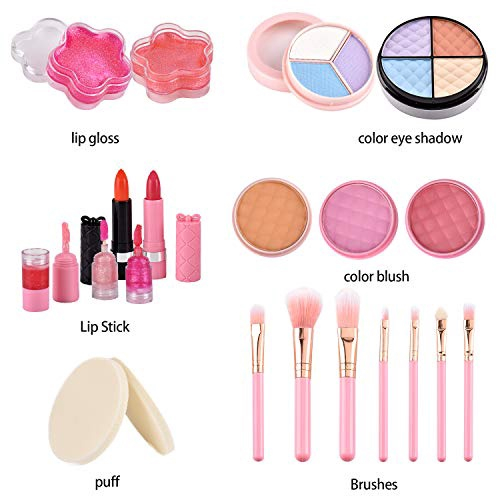 Kit de maquiagem infantil de 22 peças para meninas Kit de maquiagem lavável  para crianças Maquiagem infantil e conjunto de cosméticos não tóxicos Jogo