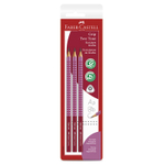 Lápis preto grip 2001 Two Tone rosa SM/2001BTTRS com 3 unidades - Faber-Castell