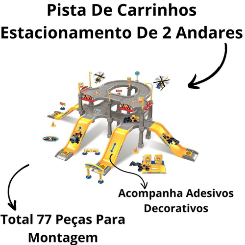 Pista carrinho helicoptero double park speedster 77 pecas