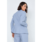 Blazer solto alfaiataria manga longa feminino flor de lis