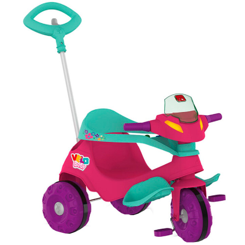 Triciclo Infantil Moto Uno Com Som Farol Empurrador E Pedal