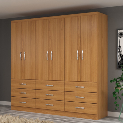 Guarda Roupa Casal 6 Portas 9 Gavetas Bergamo Evidência Menor preço em Guarda Roupa Casal 6 Portas 9 Gavetas Bergamo Evidência