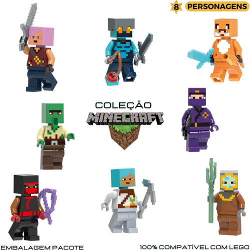 Kit 8 Brinquedo Boneco Minecraft My World Compatível Lego em Promoção na  Americanas