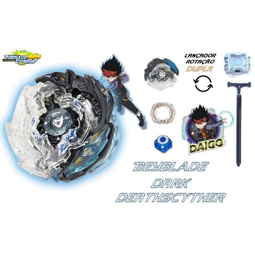 Lançador de Beyblade Corda B-119 com Rotação Dupla Azul