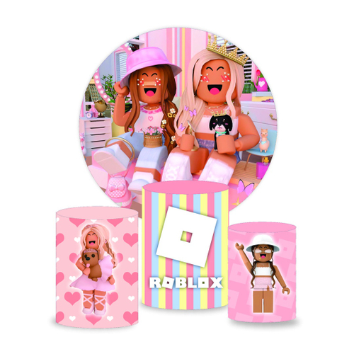 Trio Capas Cilindro Tema Roblox Rosa Veste Fácil C/ Elástico