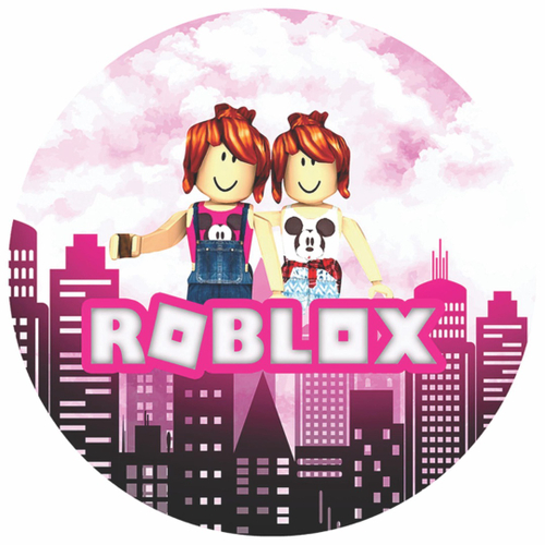 Kit Painel Redondo + Capas Cilindro de Festa Roblox Rosa Meninas