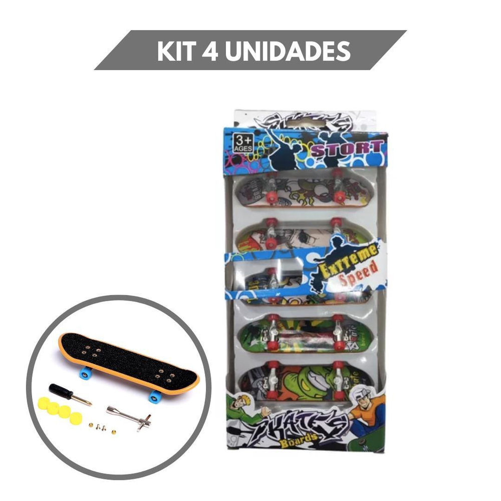 Kit 10 Skate Dedo Profissional C/ Lixa Rolamento Fingerboard