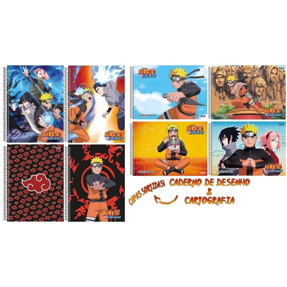 Kit 2 Cadernos Naruto Shippuden Brochurão + Caderno