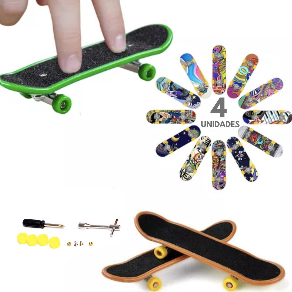 Kit 2 Skate De Dedo Com Ferramentas E Rodas Fingerboard