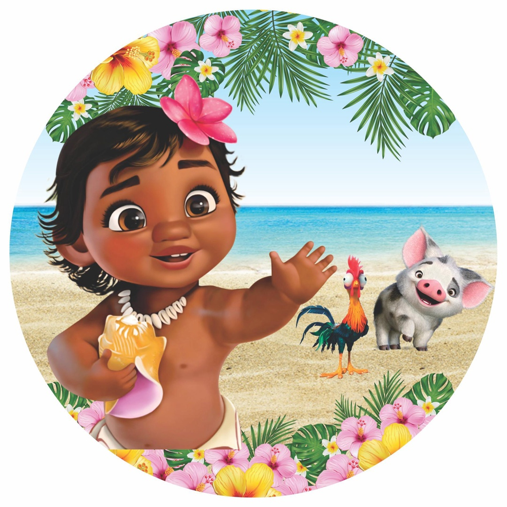 Painel Redondo Tecido Sublimado Moana 1,5 De Diam