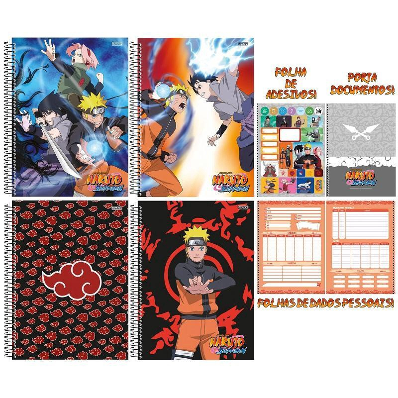 Caderno Espiral Univ CD 80fls Hokages Naruto São Domingos - Welban