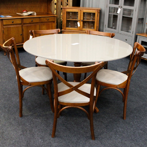 Conjunto Mesa com Vidro Pés Madeira Maciça 6 Cadeiras Madeira