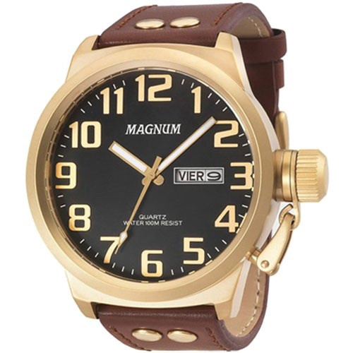 Relógio Magnum Sports MA33399P Pulseira de Couro Preto