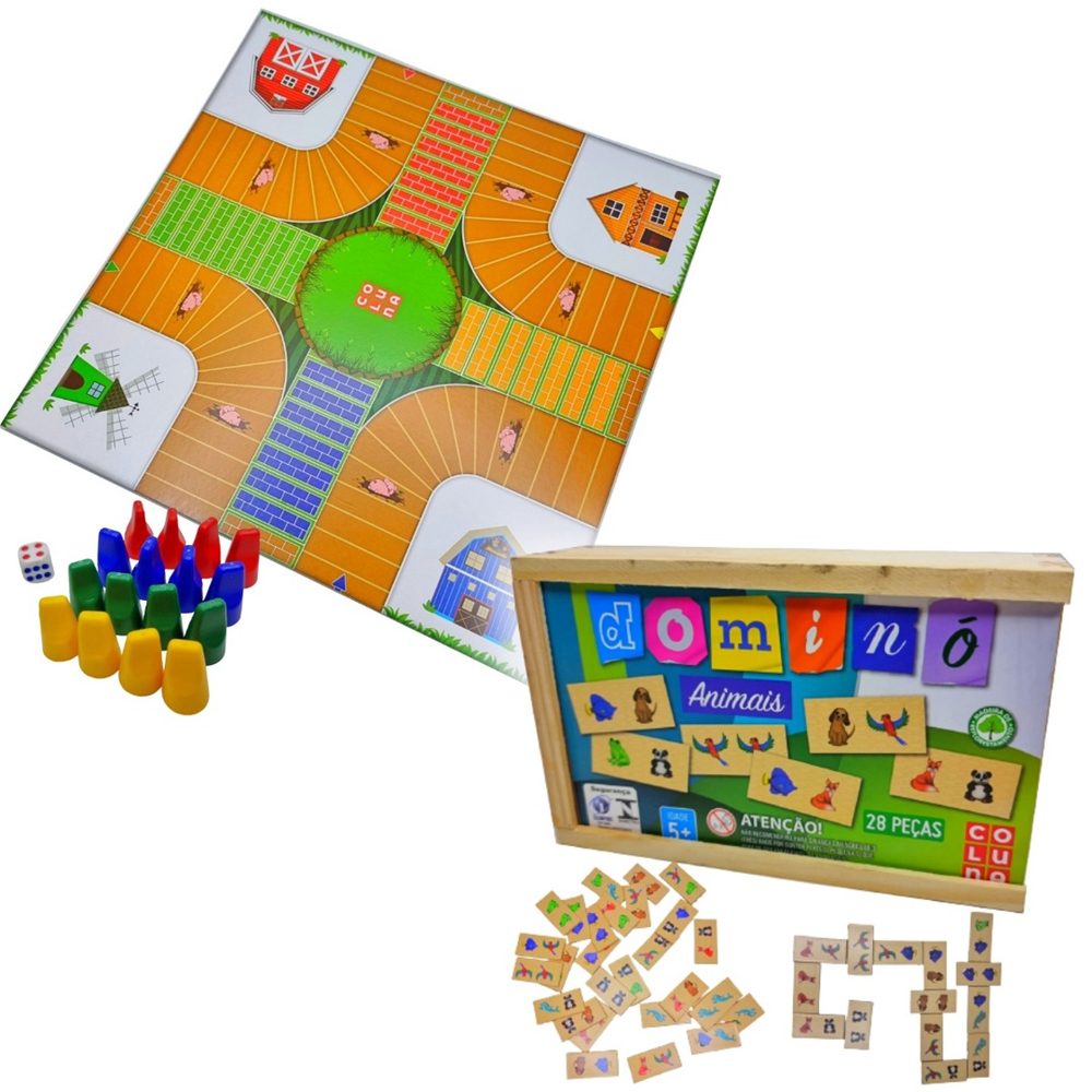 Kit Com 2 Jogos De Mesa Infantil Tabuleiro Dominó Animais em Promoção na  Americanas