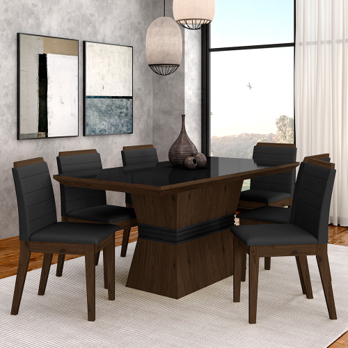 Conjunto de Mesa de Jantar com 6 Cadeiras Estofadas Maia I Veludo Off White  e Creme na Americanas Empresas