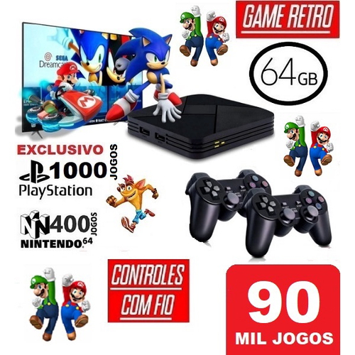 Mini Vídeo Game Retro 360 Jogos Clássicos 8 Bits Portátil + 2 Contr