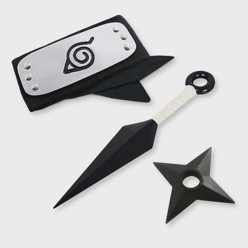 Kit Presente Kunais - Bandana Konoha, Colar Akatsuki & Tsunade