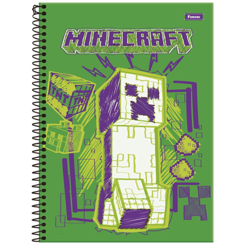 3 Caderno Minecraft Espiral + Brochura 1/4 + Caderno Desenho