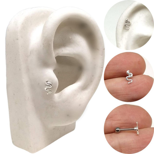 Piercing Tragus Cartilagem Cobra Prata 925